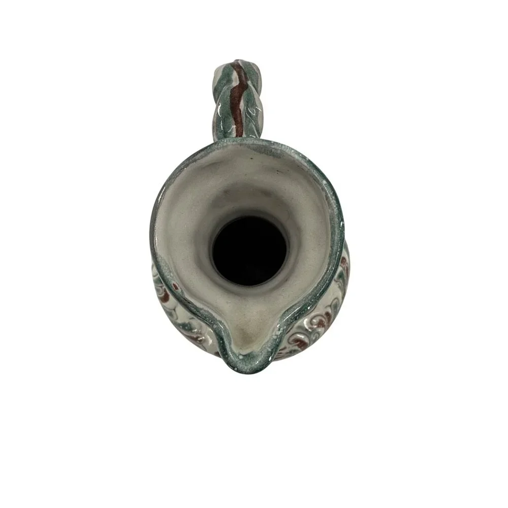Handcrafted Ceramic Pitcher Vase Handle Swirl‎ Patterns American zone of Germany
